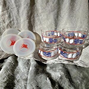 4/8PC vintage Mobil 1994 Cotton Bowl Classic glass bowls with lids commemorative